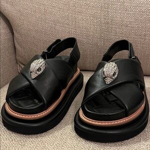 Kurt Geiger Black Sandals with Crystal Detail